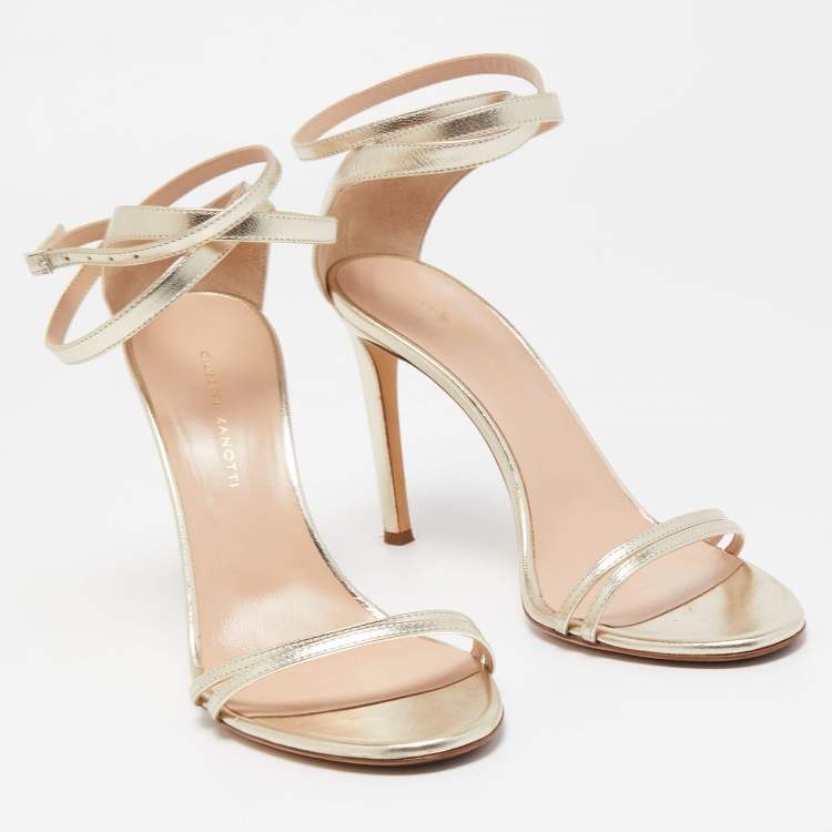 Pre Owned Giuseppe Zanotti Gold Leather Catia Sandals Size 38
