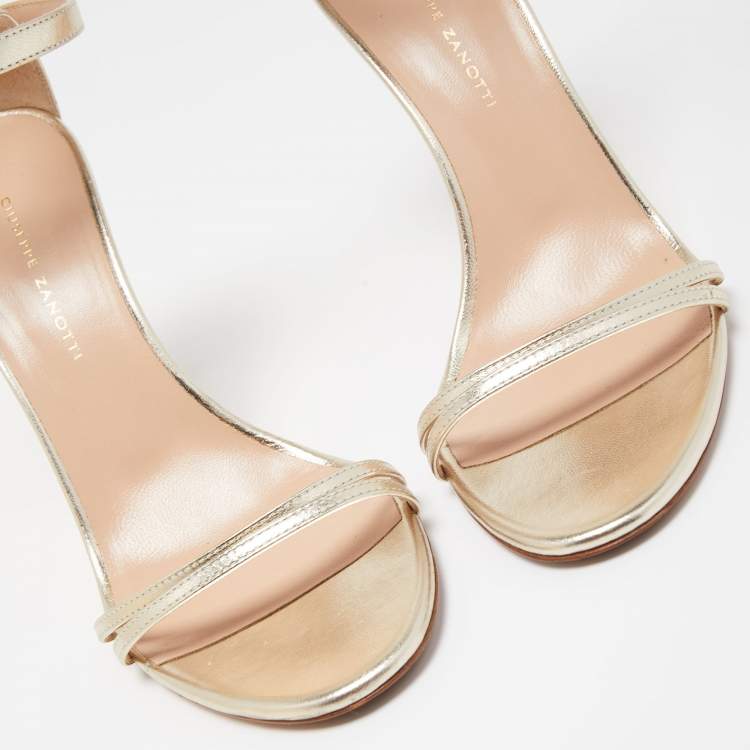 Pre Owned Giuseppe Zanotti Gold Leather Catia Sandals Size 38