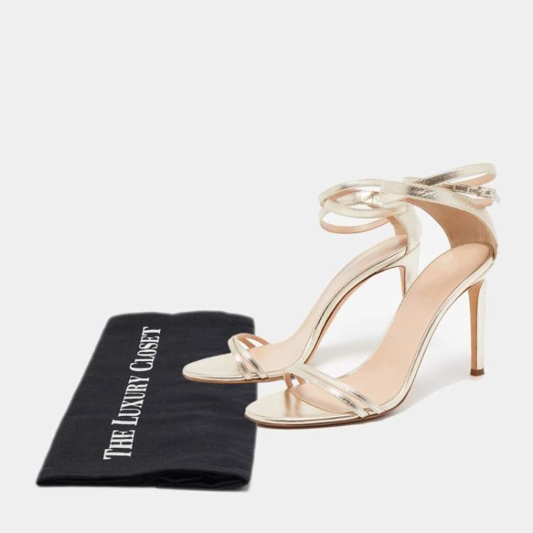 Pre Owned Giuseppe Zanotti Gold Leather Catia Sandals Size 38