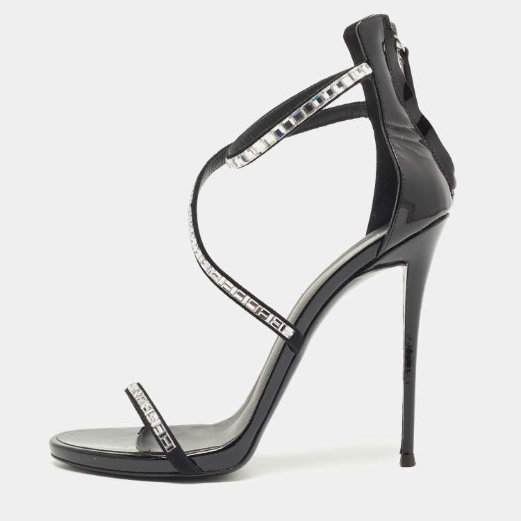 Giuseppe Zannoti Black Patent Leather and Suede Callipe Crystal ...