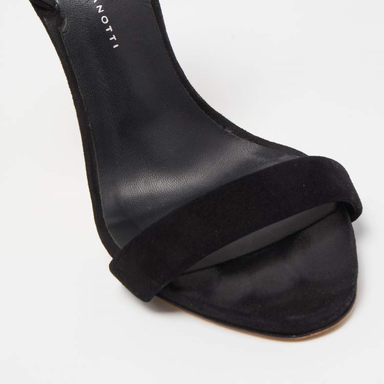 Pre Owned Giuseppe Zanotti Black Suede Sophie Slingback Sandals Size 38