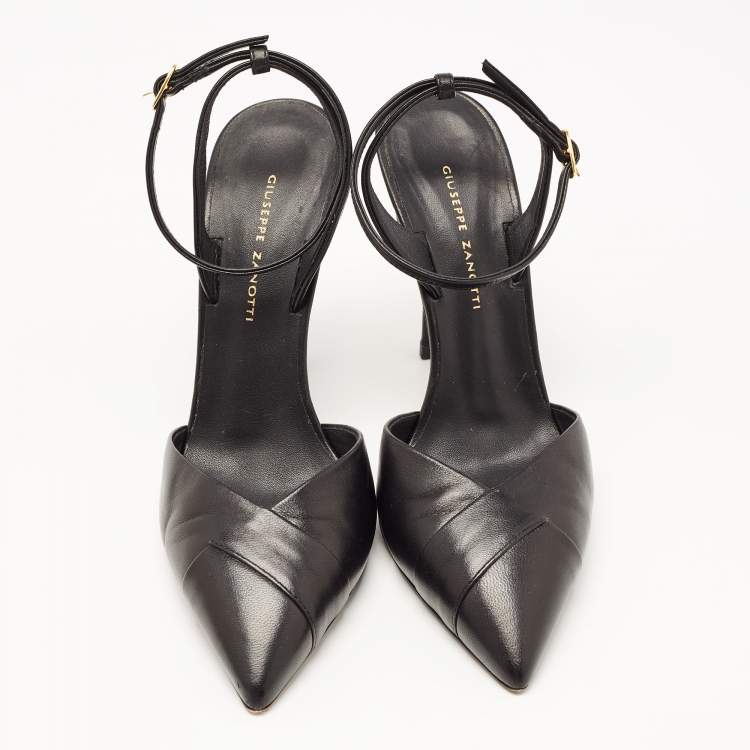 Pre Owned Giuseppe Zanotti Black Leather Slingback Pumps Size 37