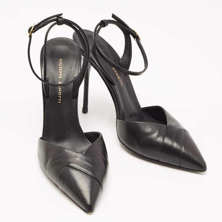 Pre Owned Giuseppe Zanotti Black Leather Slingback Pumps Size 37