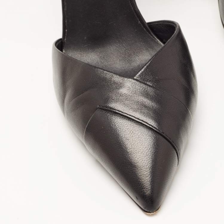 Pre Owned Giuseppe Zanotti Black Leather Slingback Pumps Size 37