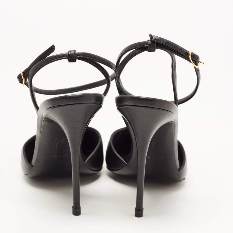 Pre Owned Giuseppe Zanotti Black Leather Slingback Pumps Size 37