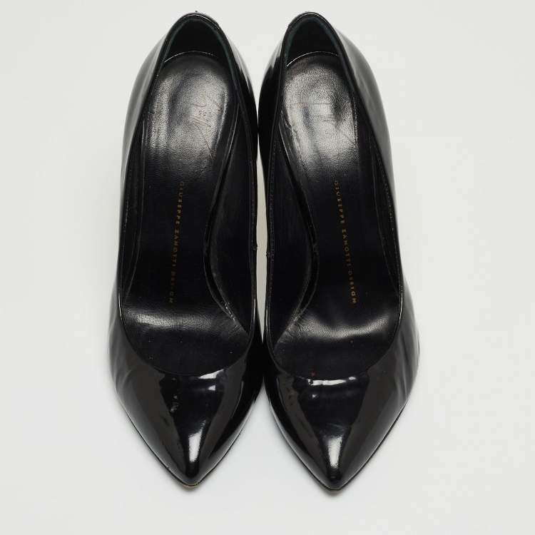 Pre Owned Giuseppe Zanotti Black Leather Pointed Toe Pumps Size 38