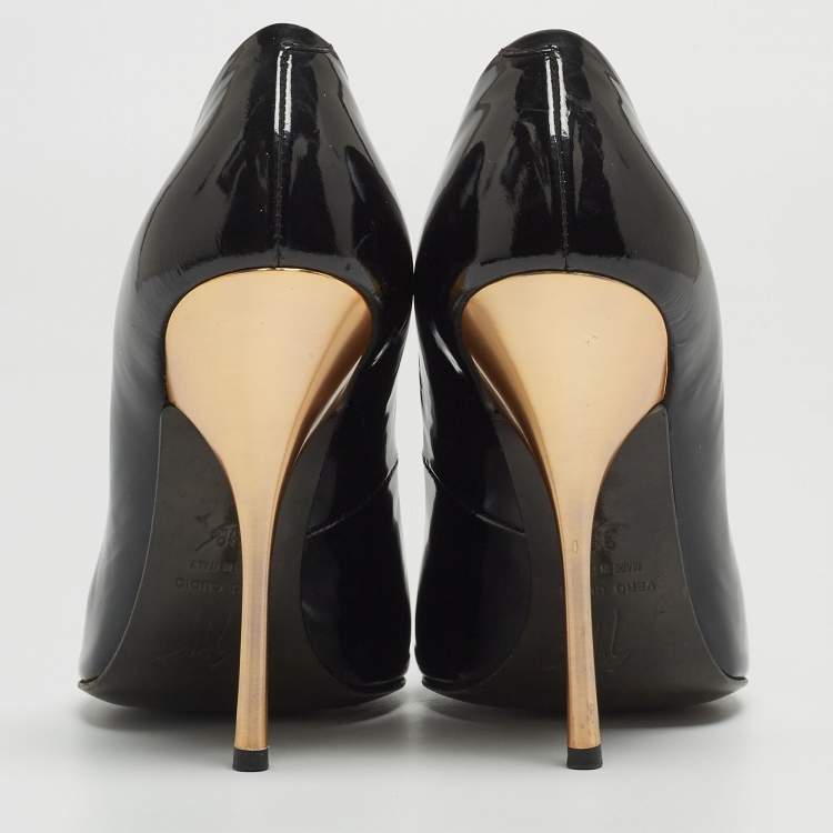 Pre Owned Giuseppe Zanotti Black Leather Pointed Toe Pumps Size 38