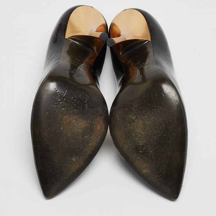 Pre Owned Giuseppe Zanotti Black Leather Pointed Toe Pumps Size 38