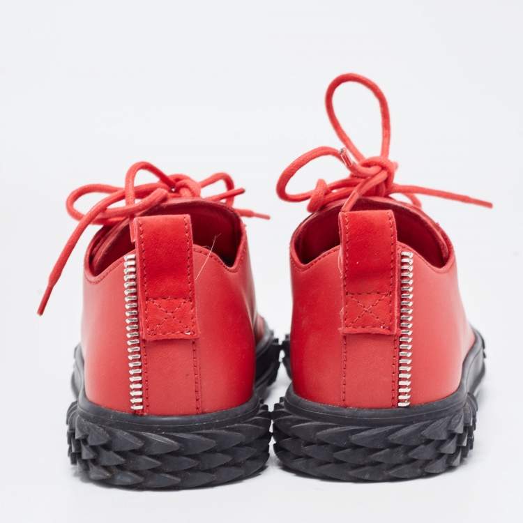 Pre Owned Giuseppe Zanotti Red Leather Blabber Jellyfish Low Top Sneakers Size 38