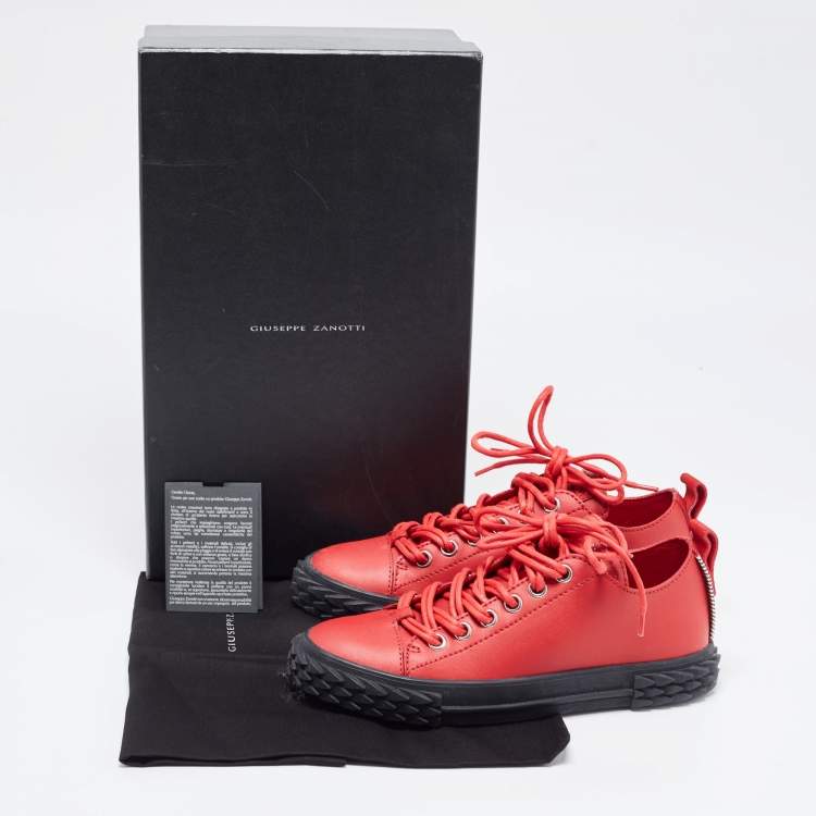Pre Owned Giuseppe Zanotti Red Leather Blabber Jellyfish Low Top Sneakers Size 38