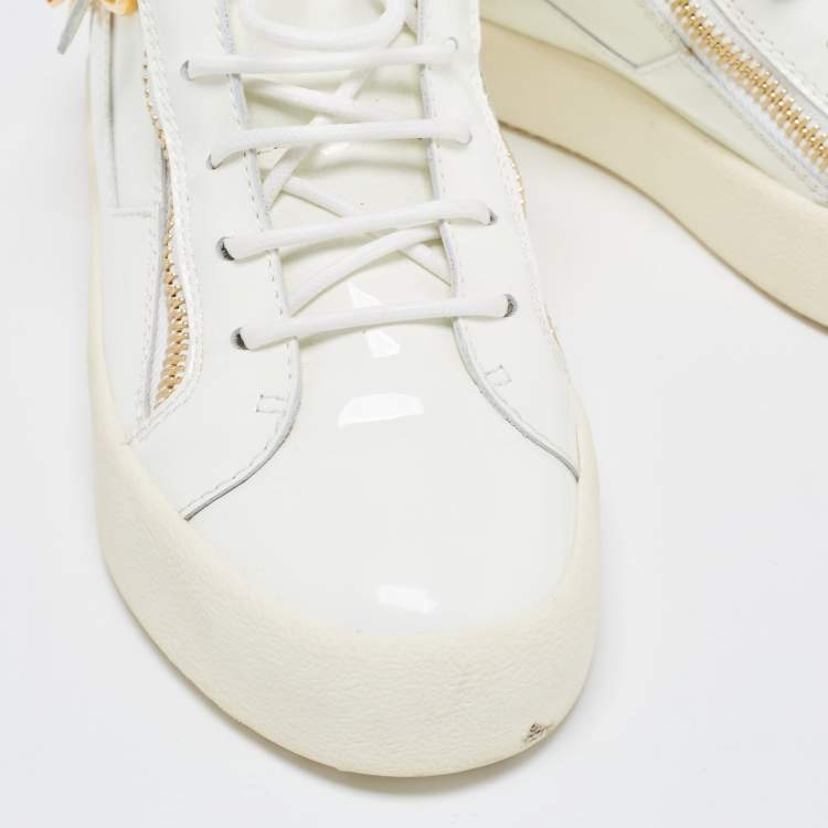 Pre Owned Giuseppe Zanotti White Patent Leather High Top Sneakers Size 38