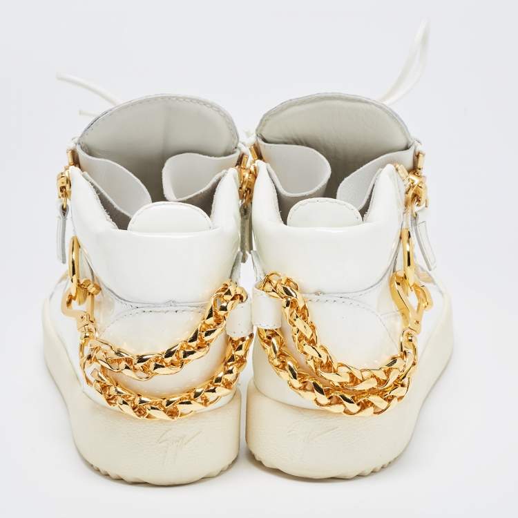 Pre Owned Giuseppe Zanotti White Patent Leather High Top Sneakers Size 38