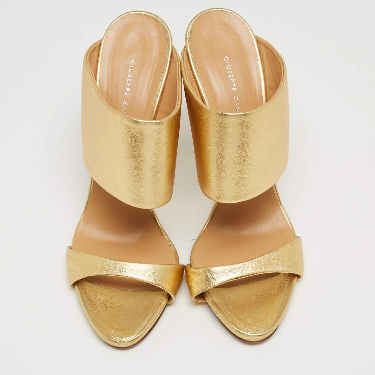 Pre Owned Giuseppe Zanotti Gold Leather Andrea Sandals Size 42