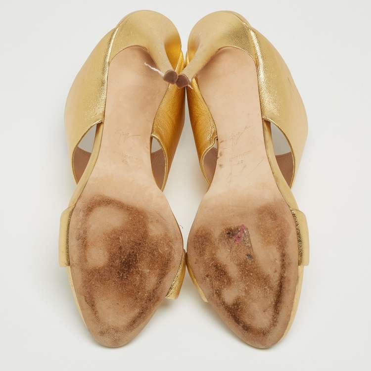 Pre Owned Giuseppe Zanotti Gold Leather Andrea Sandals Size 42