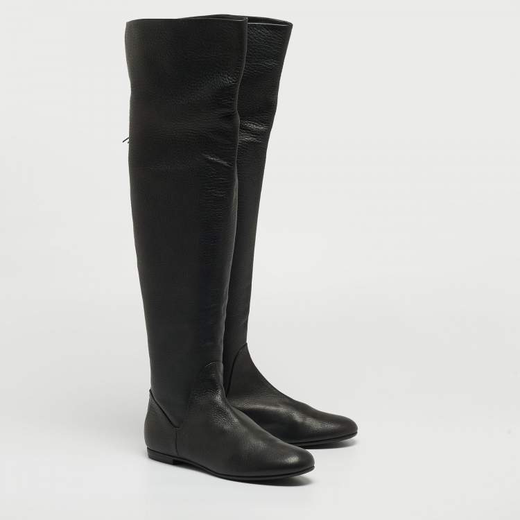 Pre Owned Giuseppe Zanotti Black Leather Knee High Boots Size 38.5