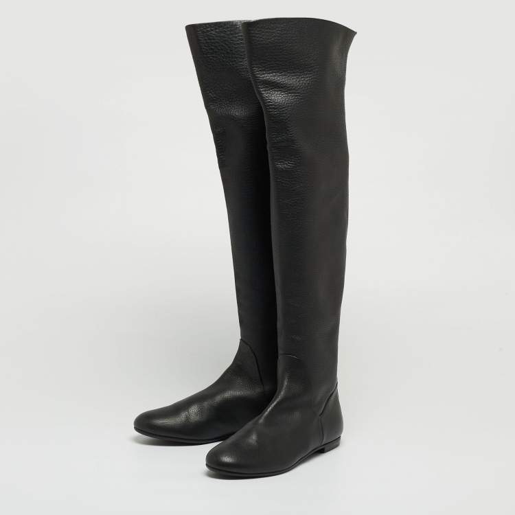 Pre Owned Giuseppe Zanotti Black Leather Knee High Boots Size 38.5