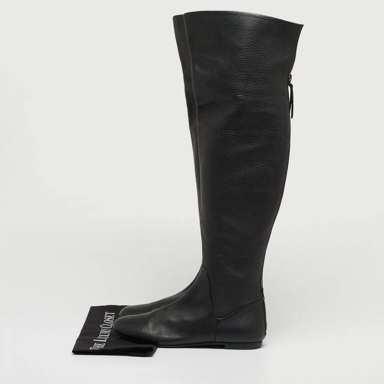Pre Owned Giuseppe Zanotti Black Leather Knee High Boots Size 38.5