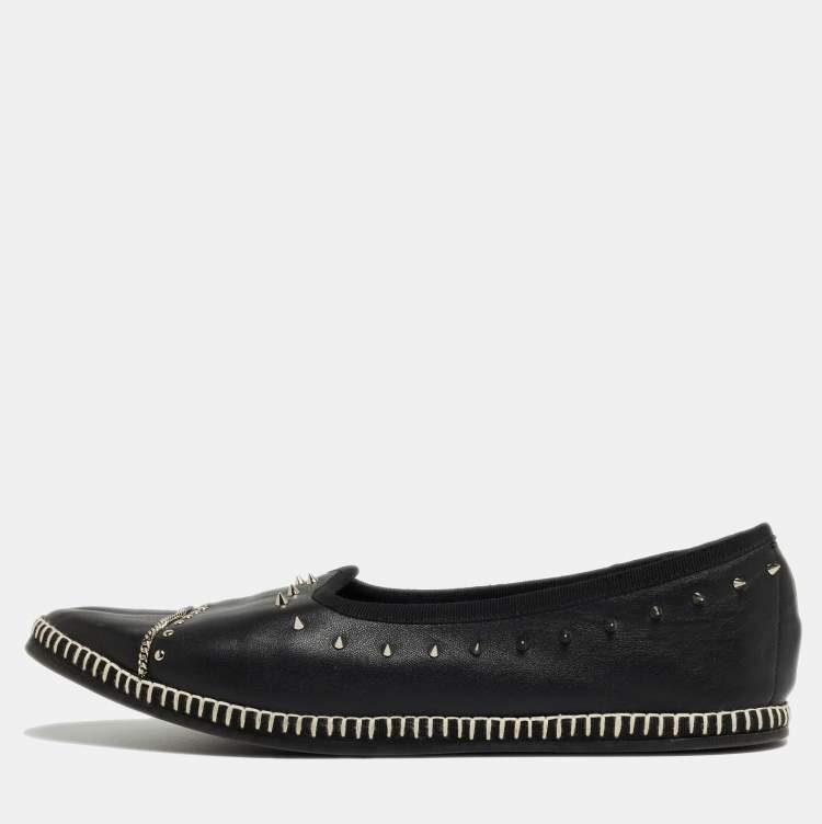 مملوكة مسبقًا Giuseppe Zanotti Black Leather Studded Veronica Loafer Size 41