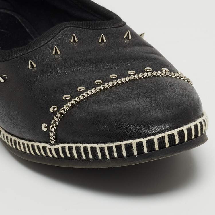 مملوكة مسبقًا Giuseppe Zanotti Black Leather Studded Veronica Loafer Size 41