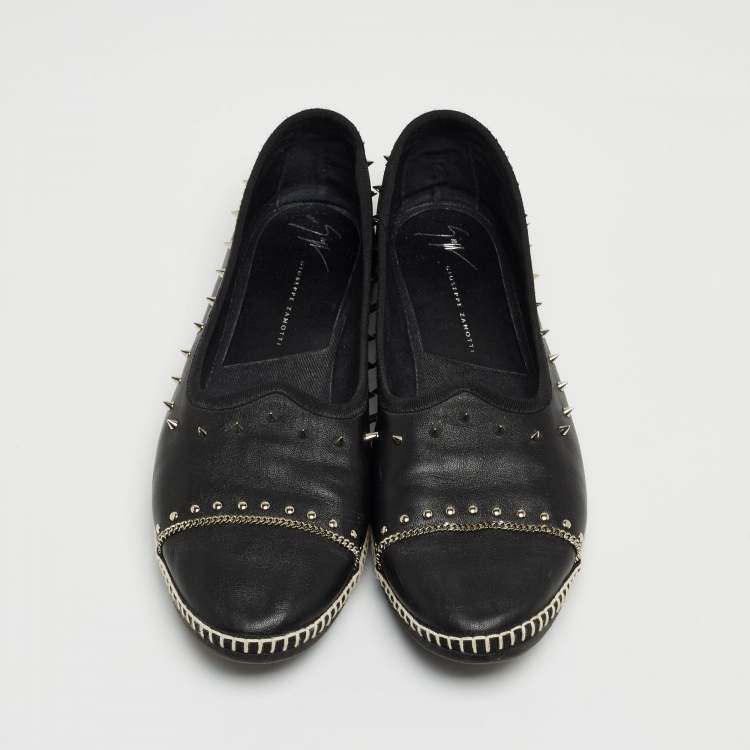 مملوكة مسبقًا Giuseppe Zanotti Black Leather Studded Veronica Loafer Size 41