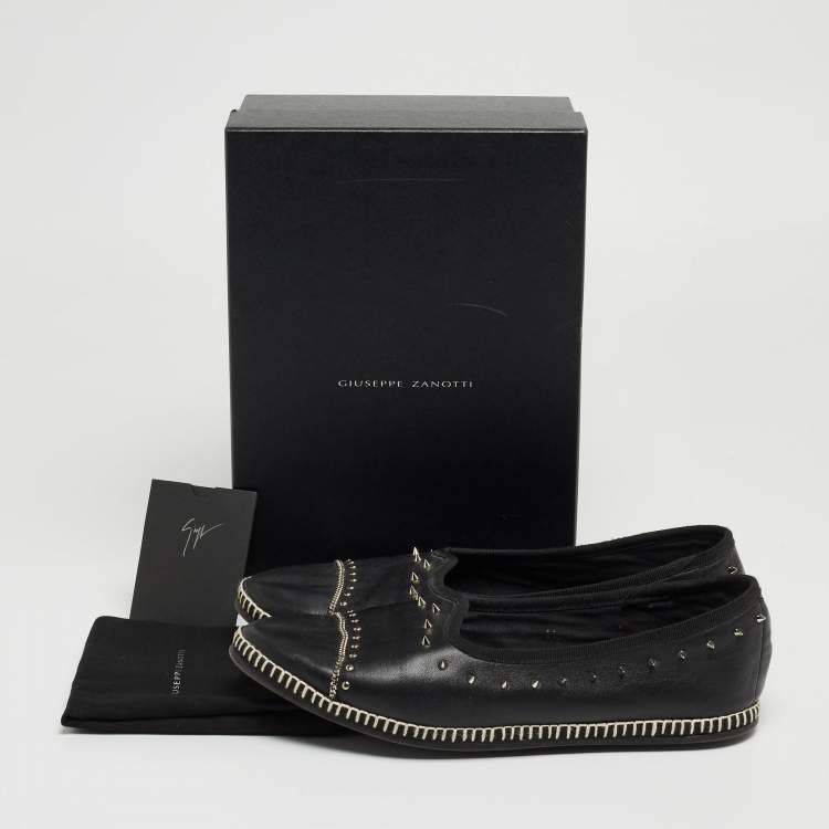 مملوكة مسبقًا Giuseppe Zanotti Black Leather Studded Veronica Loafer Size 41