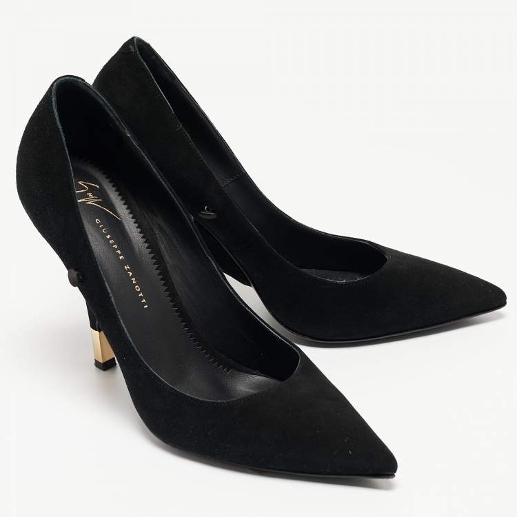 Pre Owned Giuseppe Zanotti Black Suede Pointed Toe Pumps Size 39