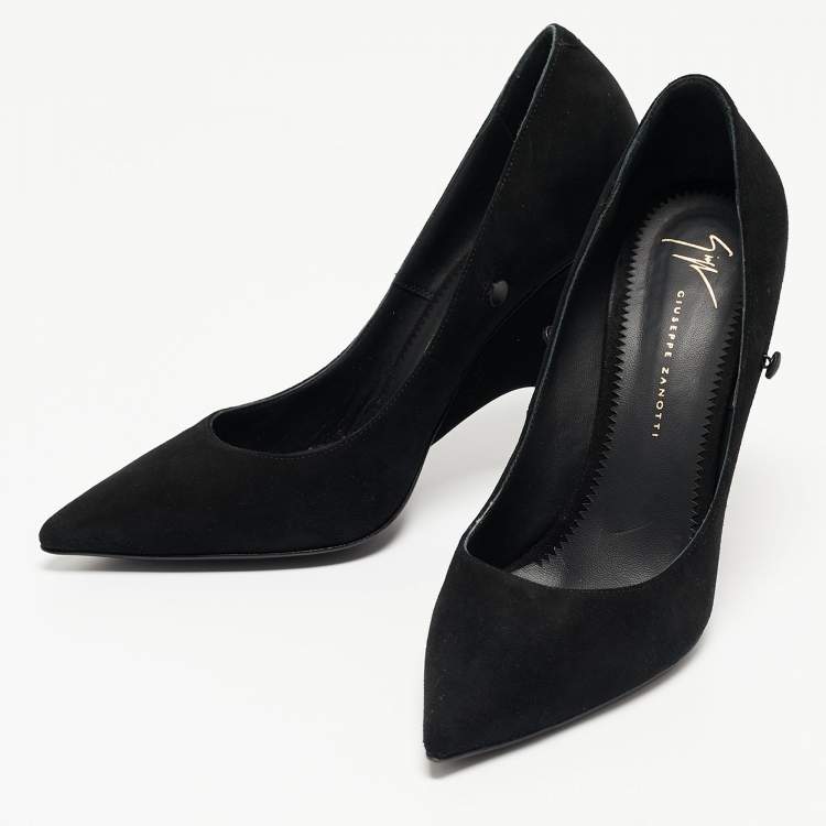 Pre Owned Giuseppe Zanotti Black Suede Pointed Toe Pumps Size 39
