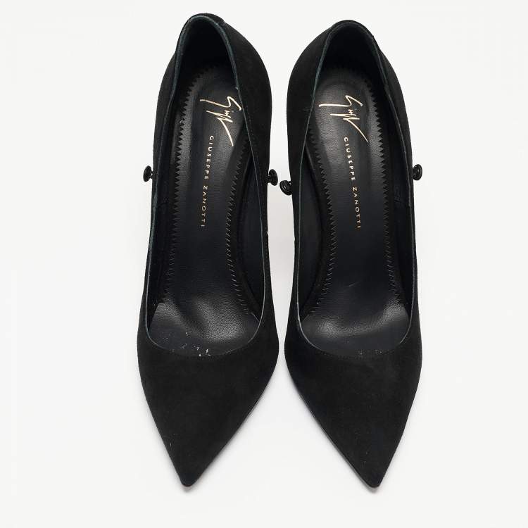 Pre Owned Giuseppe Zanotti Black Suede Pointed Toe Pumps Size 39