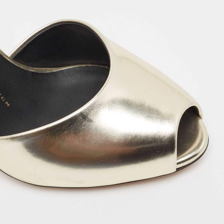 Pre Owned Giuseppe Zanotti Gold Leather Slide Sandals Size 38