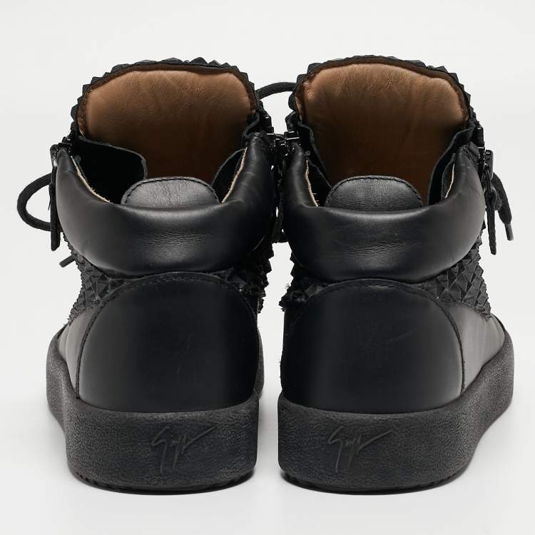 Pre Owned Giuseppe Zanotti Black Leather May London High Top Sneakers Size 41.5