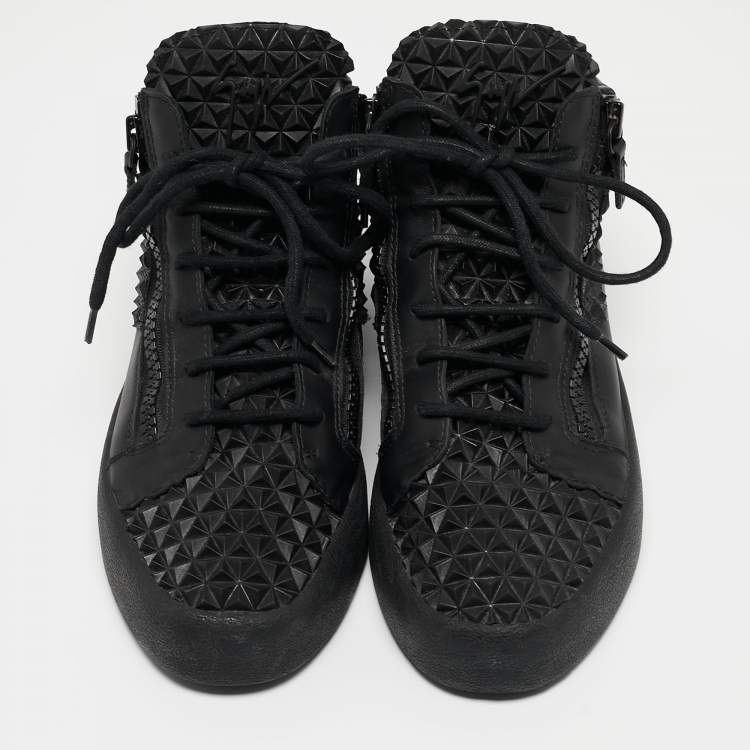 Pre Owned Giuseppe Zanotti Black Leather May London High Top Sneakers Size 41.5