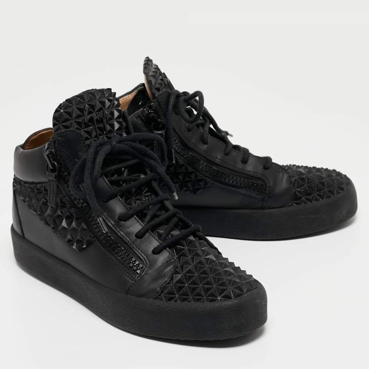 Pre Owned Giuseppe Zanotti Black Leather May London High Top Sneakers Size 41.5