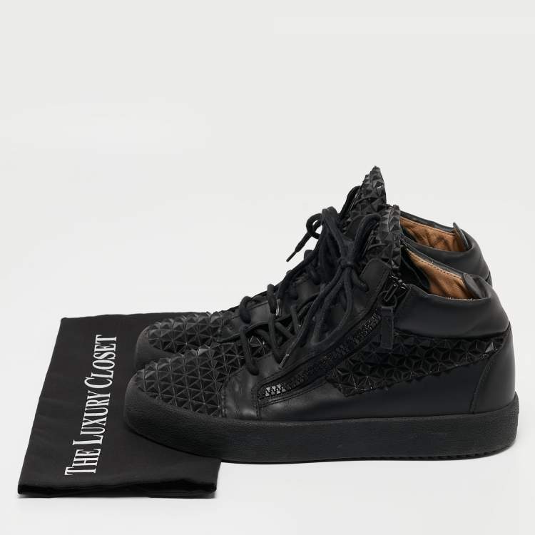 Pre Owned Giuseppe Zanotti Black Leather May London High Top Sneakers Size 41.5