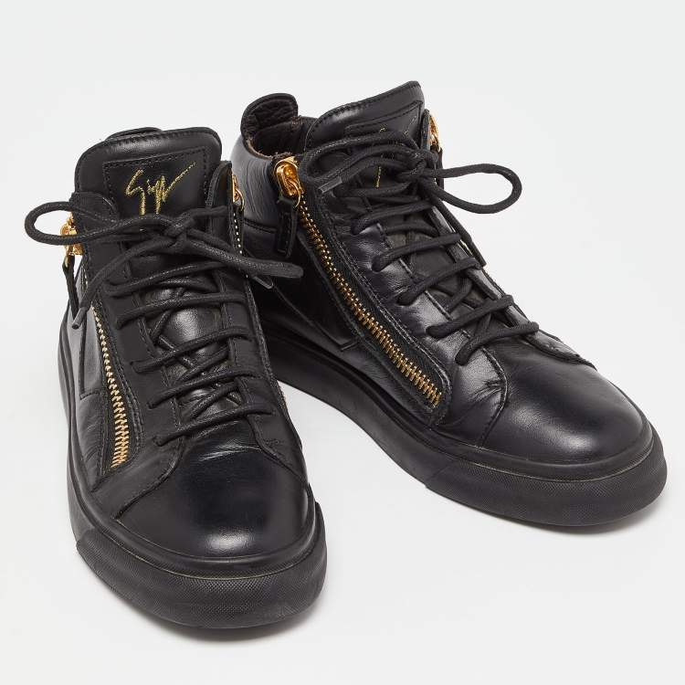 Pre Owned Giuseppe Zanotti Black Leather London High-Top Sneakers Size 37