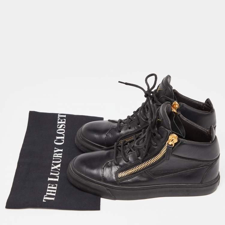 Pre Owned Giuseppe Zanotti Black Leather London High-Top Sneakers Size 37