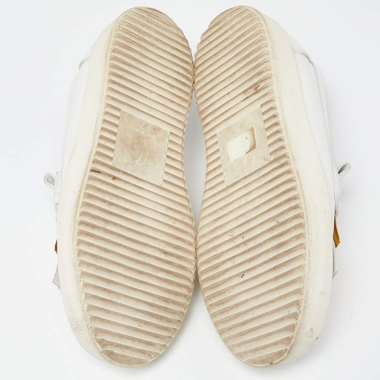 Pre Owned Giuseppe Zanotti White Leather Fringed Slip On Sneakers Size 37.5