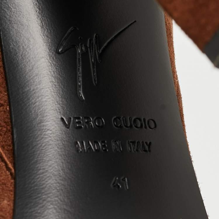 مملوكة مسبقًا Giuseppe Zanotti Brown Suede Alabama Over The Knee Boots Size 41