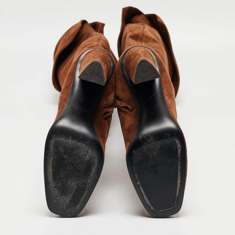 مملوكة مسبقًا Giuseppe Zanotti Brown Suede Alabama Over The Knee Boots Size 41