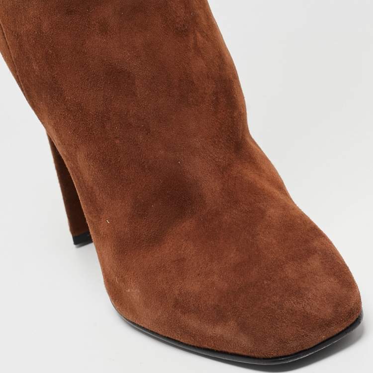 مملوكة مسبقًا Giuseppe Zanotti Brown Suede Alabama Over The Knee Boots Size 41