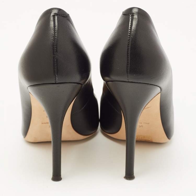 Pre Owned Giuseppe Zanotti Black Leather Pointed Toe Pumps Size 36