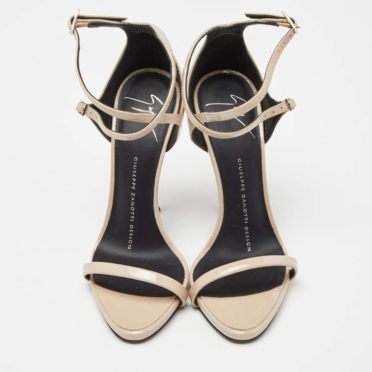 Pre Owned Giuseppe Zanotti Beige Patent Leather Coline Strap Sandals Size 35