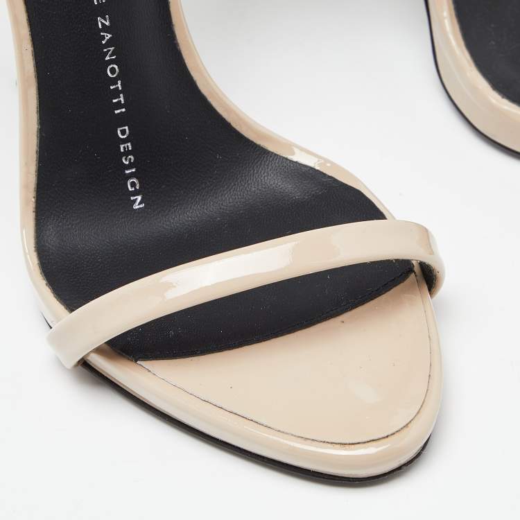 Pre Owned Giuseppe Zanotti Beige Patent Leather Coline Strap Sandals Size 35
