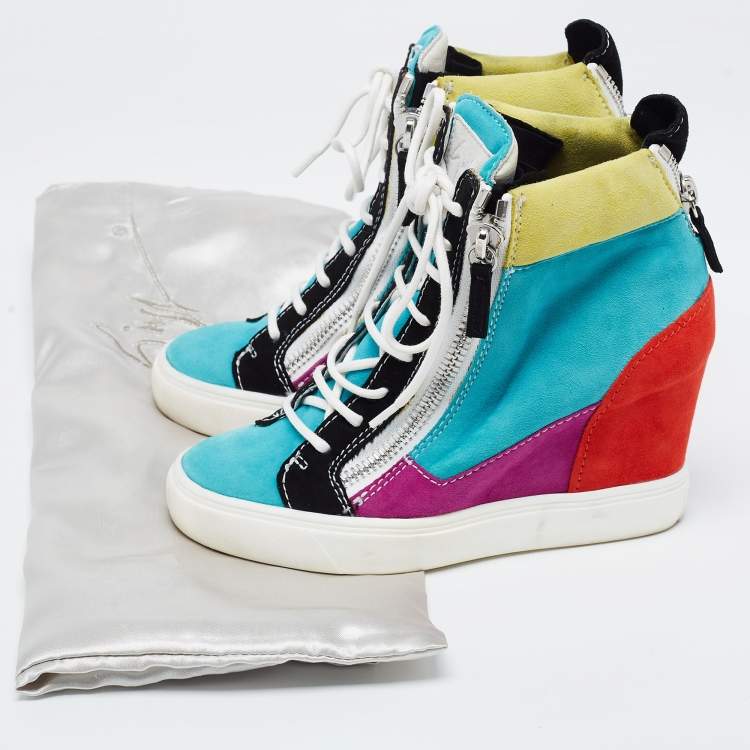 Pre Owned Giuseppe Zanotti Multicolor Suede High Top Sneakers Size 35