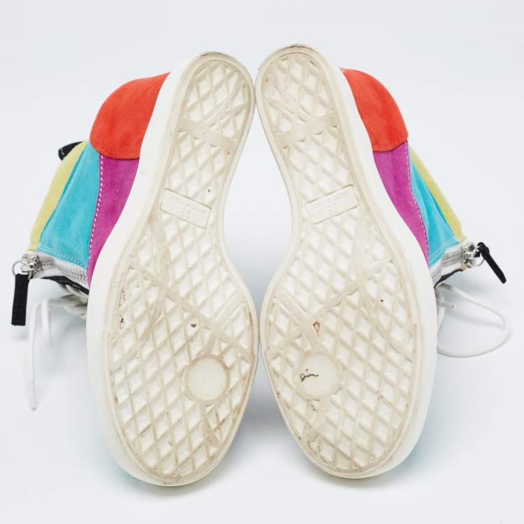Pre Owned Giuseppe Zanotti Multicolor Suede High Top Sneakers Size 35
