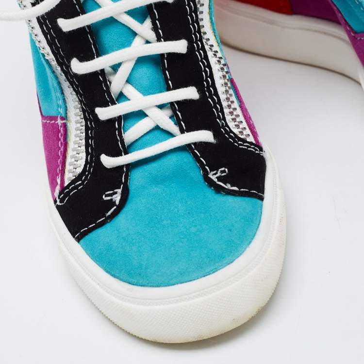 Pre Owned Giuseppe Zanotti Multicolor Suede High Top Sneakers Size 35