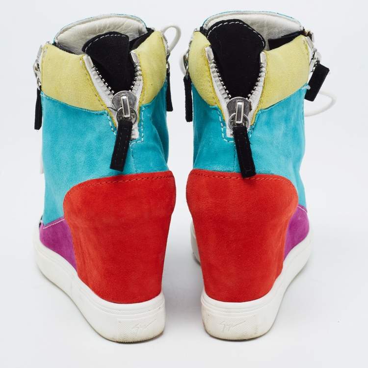 Pre Owned Giuseppe Zanotti Multicolor Suede High Top Sneakers Size 35