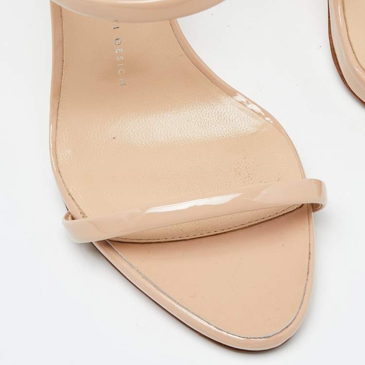 Pre Owned Giuseppe Zanotti Beige Patent Leather Harmony Sandals Size 38