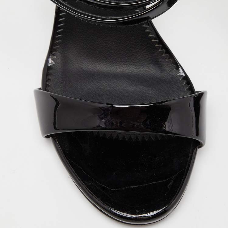 مملوكة مسبقًا Giuseppe Zanotti Black Patent Leather Slingback Sandals Size 36.5