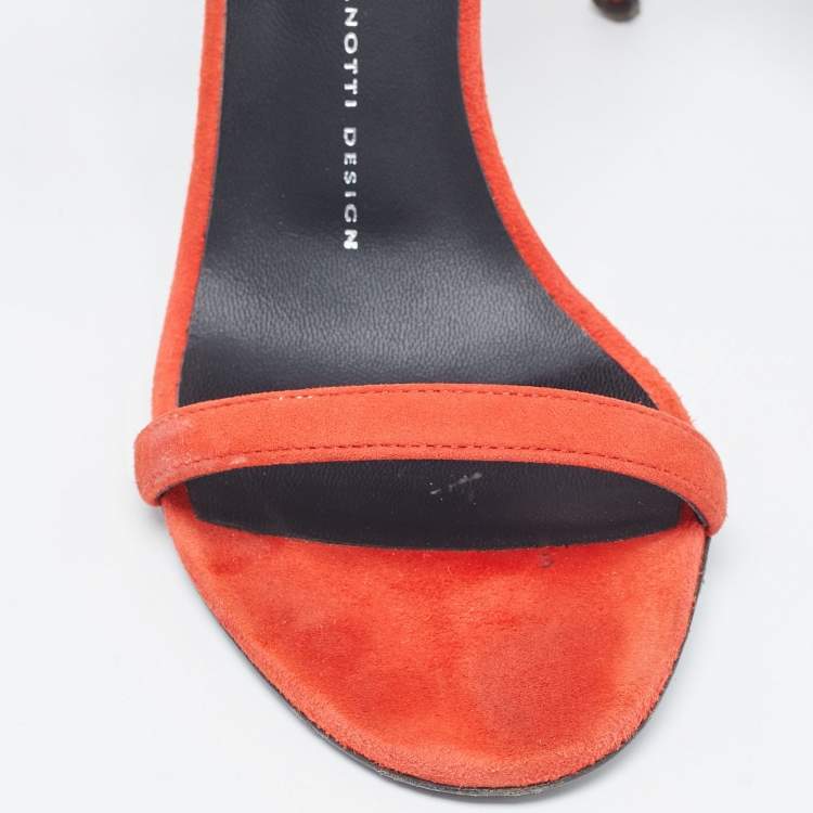 Pre Owned Giuseppe Zanotti Red Suede Ankle Strap Sandals Size 38