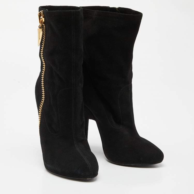Pre Owned Giuseppe Zanotti Black Suede Ankle Booties Size 38